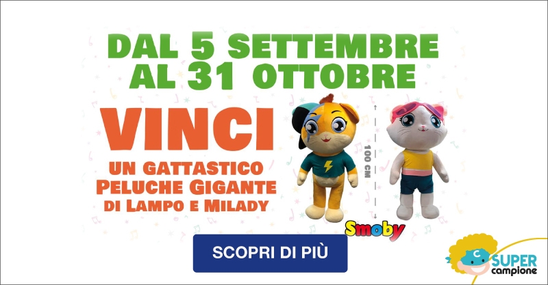 Vinci un peluche gigante di Lampo e Milady Vinci un peluche gigante di Lampo e Milady