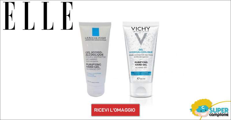 Elle: campioni omaggio gel igienizzante mani Vichy o La Roche Posay