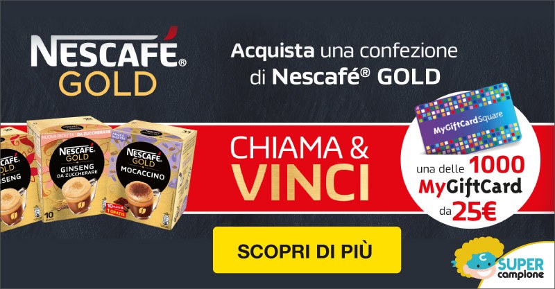 Vinci GiftCard da 25€ con Nescafè Gold Vinci GiftCard da 25€ con Nescafè Gold
