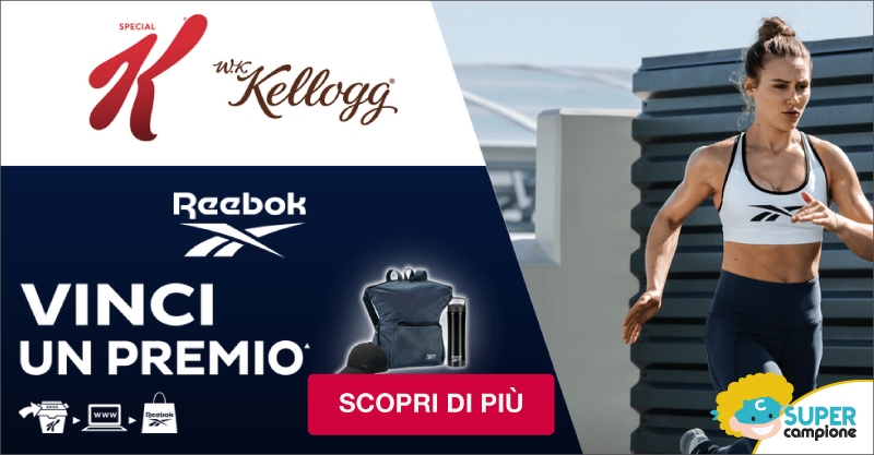 Vinci kit allenamento Reebok con Kellogg Vinci kit allenamento Reebok con Kellogg