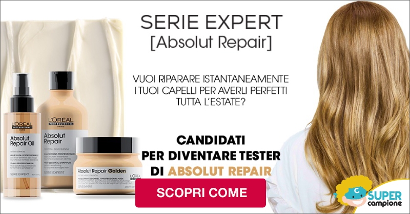 Diventa tester L’Oreal Absolut Repair Shampoo, maschera e olio Diventa tester L’Oreal Absolut Repair Shampoo, maschera e olio