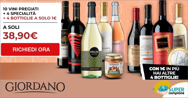 Giordano Vini: 10 vini pregiati, 4 specialità alimentari e 4 bottiglie a solo 1€