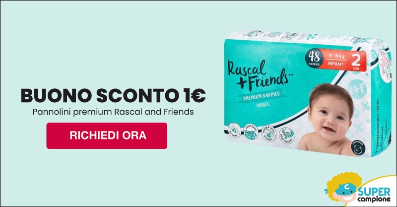 Buono sconto da 1€ pannolini Rascal+ Friends Buono sconto da 1€ pannolini Rascal+ Friends