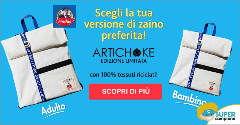 Vinci zaini Artichoke edizione limitata con Findus Vinci zaini Artichoke edizione limitata con Findus
