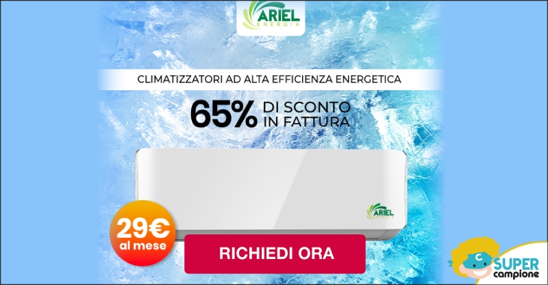 Ariel: offerta climatizzatore 65% sconto + omaggio a scelta