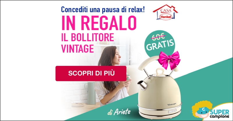 Offerta Henkel: bollitore vintage omaggio Ariete - SuperCampione 2024