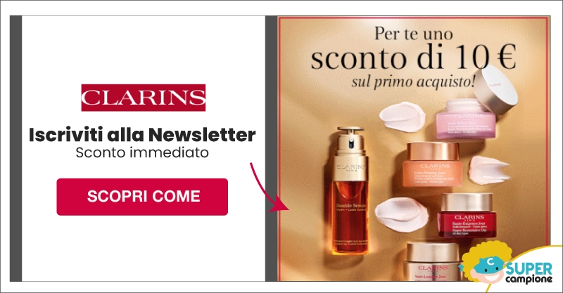 Clarins: ricevi lo sconto di 10€Clarins: ricevi lo sconto di 10€