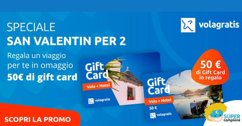 Volagratis: a San Valentino ricevi gratis un buono sconto da 50€ 