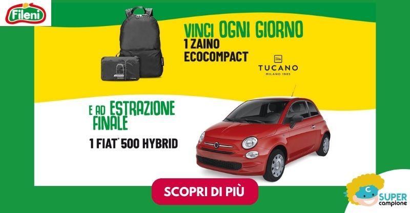 Fileni: vinci gratis zaini Tucano e Fiat 500 Hybrid