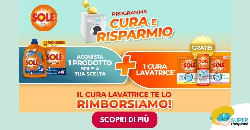 Cashback Sole: ricevi rimborso del Cura Lavatrice Cashback Sole: ricevi rimborso del Cura Lavatrice