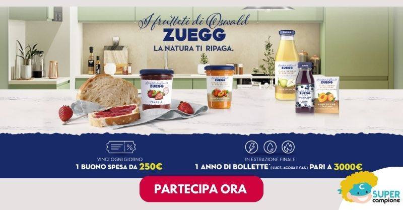 Zuegg: vinci buoni spesa da 250€ e 3.000€ di bollette pagate