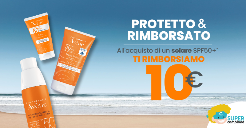 Cashback Avène: ricevi 10€ di rimborso sui solari SPF50+ Cashback Avène: ricevi 10€ di rimborso sui solari SPF50+