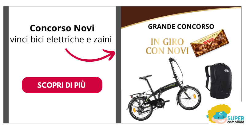 Concorso Novi: vinci 10 biciclette elettriche e 50 zaini Concorso Novi: vinci 10 biciclette elettriche e 50 zaini