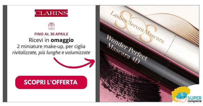 Clarins ti regala 2 miniature make-up, per ciglia più lunghe e volumizzate