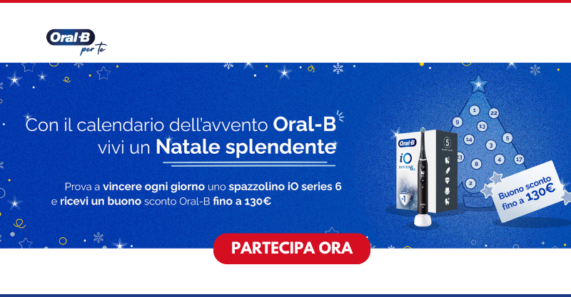 Calendario dell'avvento Oral-B: vinci uno spazzolino Io series 6 e un buono sconto da 130€